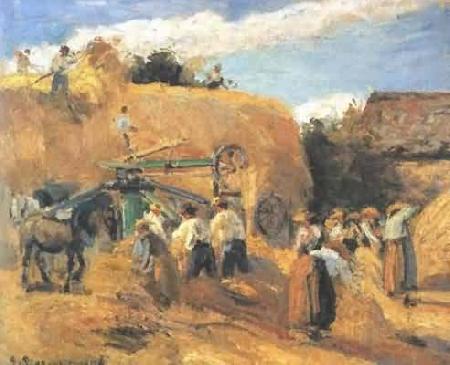 Camille Pissarro Threshing Machine Norge oil painting art